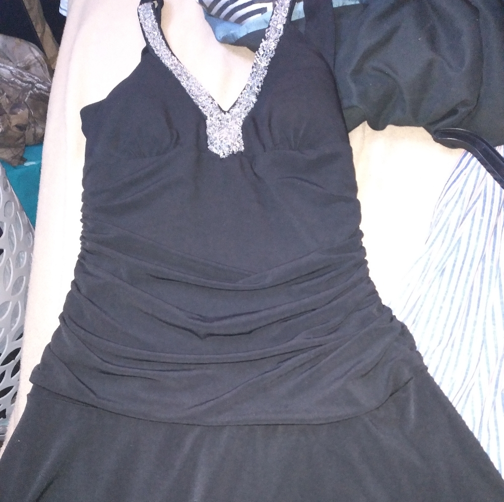 Black Dress with bead neckline
